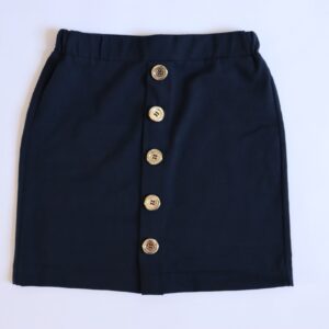 Rok donkerblauw met zilvere knopen