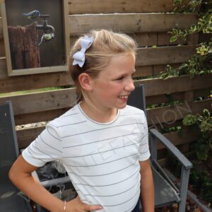 Ecru T-shirt met grijze streep